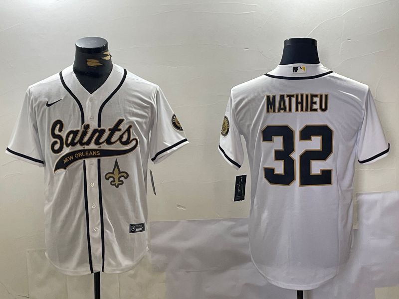 Men New Orleans Saints 32 Mathieu White Joint Name 2024 Nike Limited NFL Jersey style 3